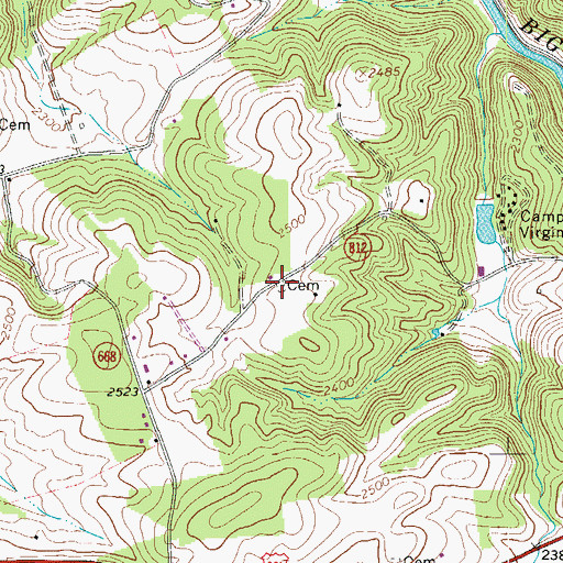 Topographic Map of Bobbitt Cemetery, VA