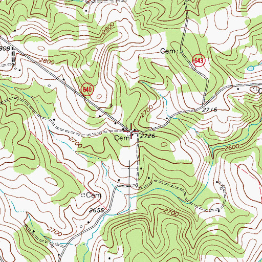 Topographic Map of Bowman Cemetery, VA
