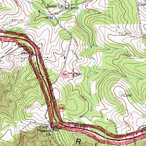 Topographic Map of Bowman Cemetery, VA