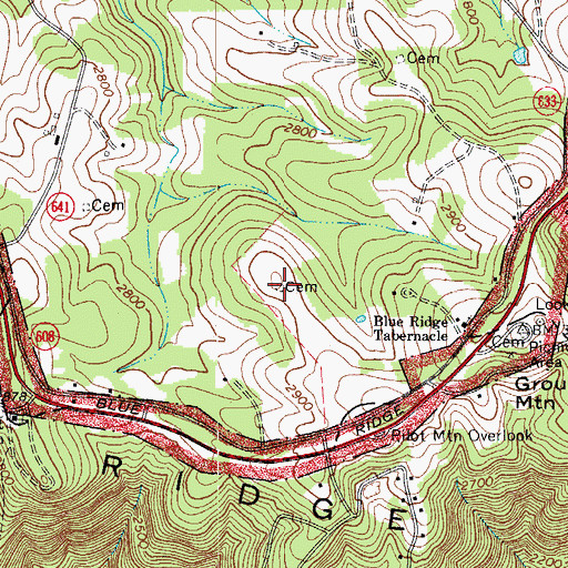 Topographic Map of Bowman Cemetery, VA