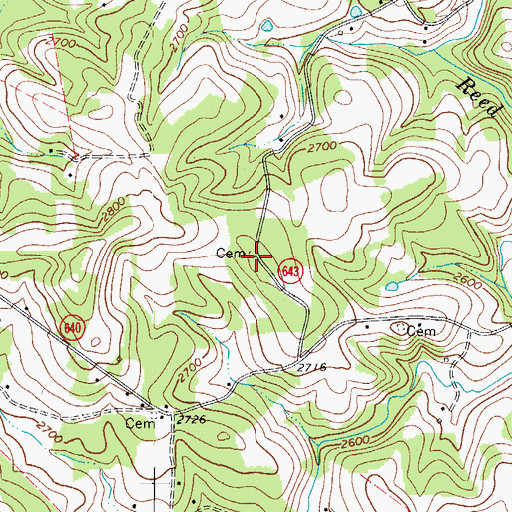 Topographic Map of Bowman Cemetery, VA