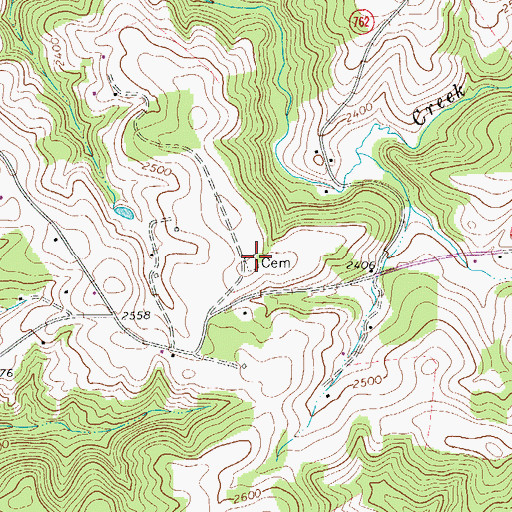 Topographic Map of Branscome Cemetery, VA
