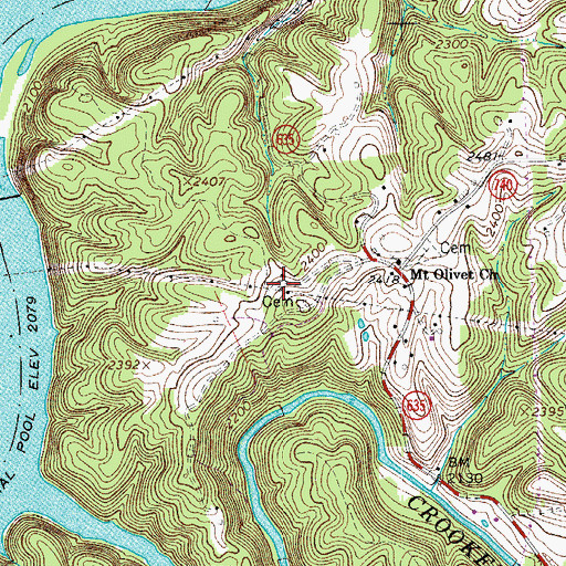 Topographic Map of Burnett-Hanks Cemetery, VA