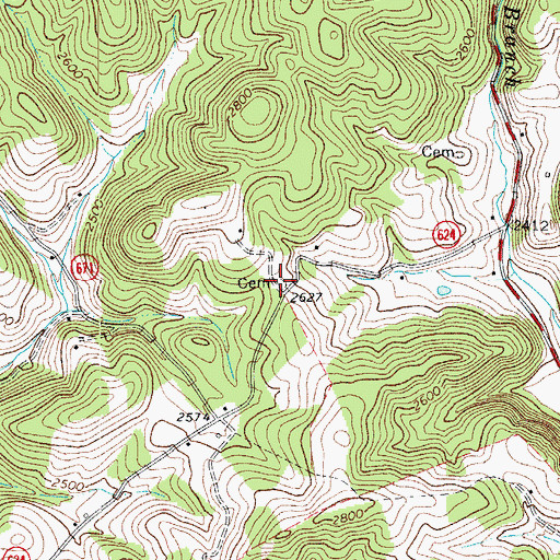 Topographic Map of C Walker Nester Cemetery, VA