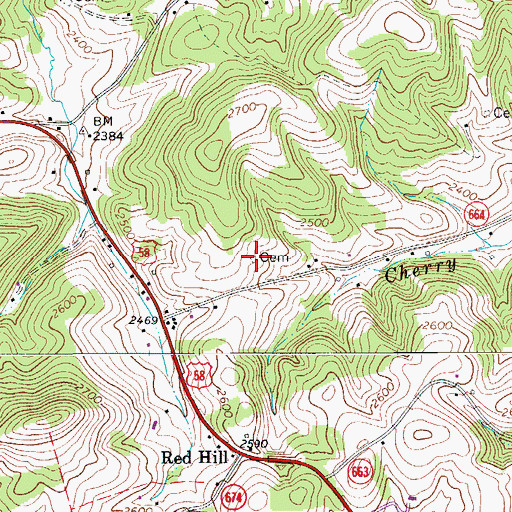 Topographic Map of Can Horton Cemetery, VA
