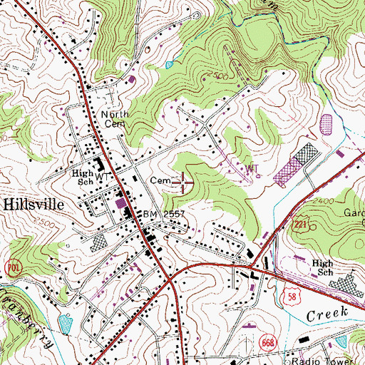 Topographic Map of Carter-Wilkerson Cemetery, VA