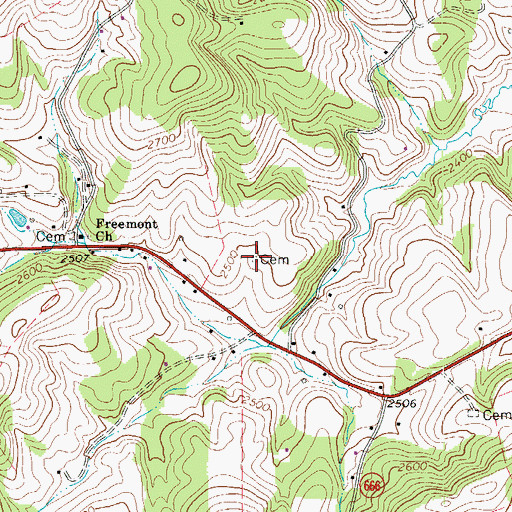 Topographic Map of Church Alderman Cemetery, VA