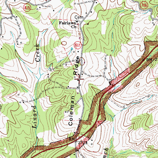 Topographic Map of Coleman School (historical), VA
