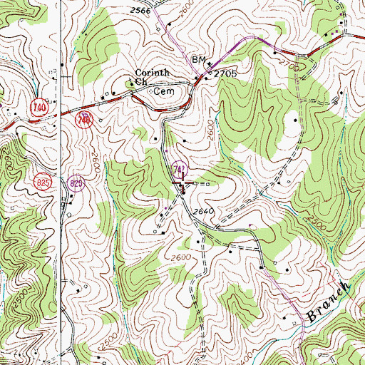 Topographic Map of Corinth School (historical), VA