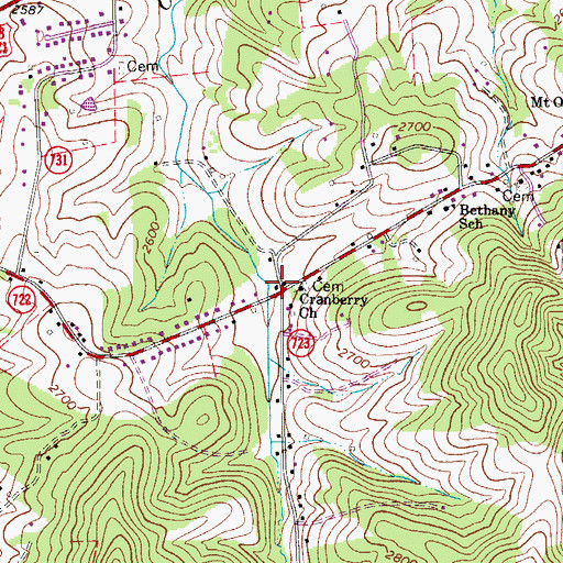 Topographic Map of Cranberry School (historical), VA