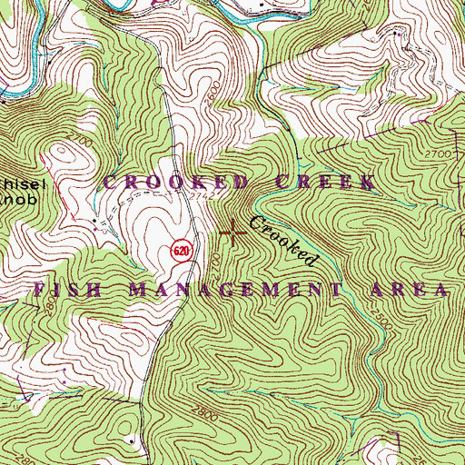 Topographic Map of Crooked Creek Fish Management Area, VA
