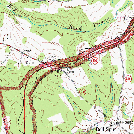 Topographic Map of Culler Cemetery, VA