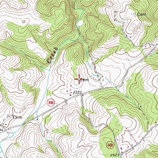 Topographic Map of Dalton Cemetery, VA