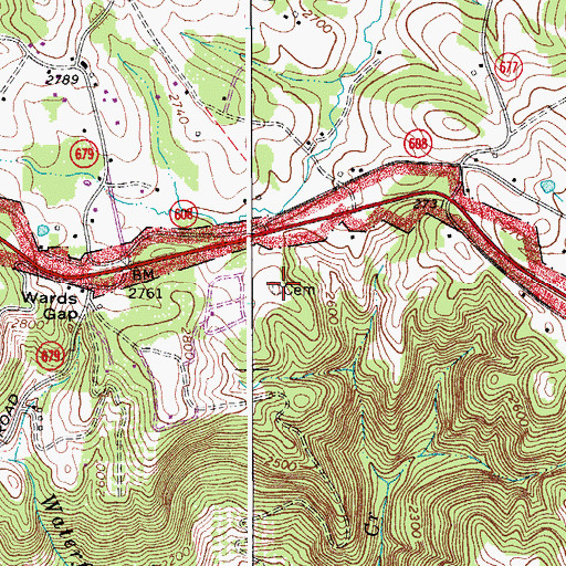 Topographic Map of Daniel Dickens Cemetery, VA