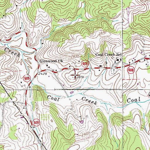 Topographic Map of Dean Cox Cemetery, VA