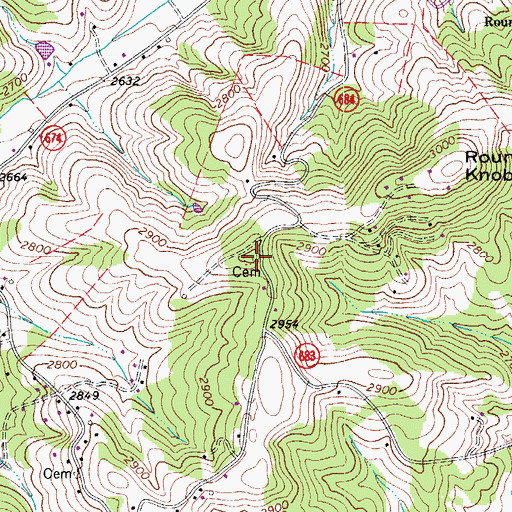 Topographic Map of Dell Turner Cemetery, VA