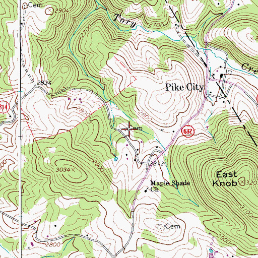 Topographic Map of Dillard Cemetery, VA