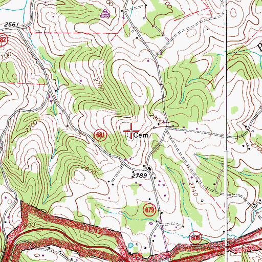 Topographic Map of Doctor Jess Dickens Cemetery, VA