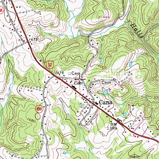Topographic Map of Dowells Grove Church (historical), VA