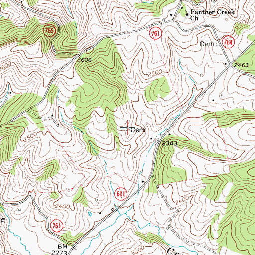 Topographic Map of Easrly Marshall Cemetery, VA