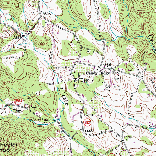 Topographic Map of Edwards Cemetery, VA