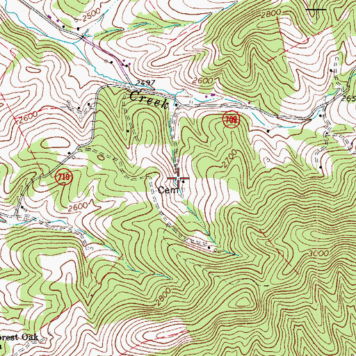 Topographic Map of Edwards Cemetery, VA
