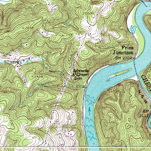 Topographic Map of Edwards Chapel Cemetery, VA