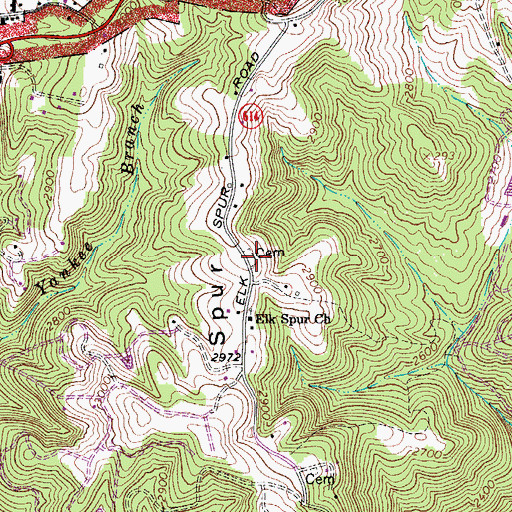 Topographic Map of Elk Spur Cemetery, VA