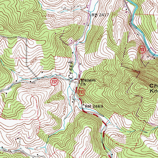 Topographic Map of Elkhorn School (historical), VA