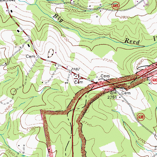 Topographic Map of Emmitt D Stanley Cemetery, VA