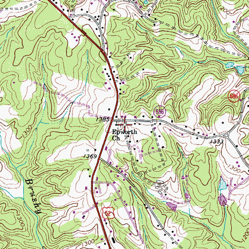 Topographic Map of Epworth Cemetery, VA