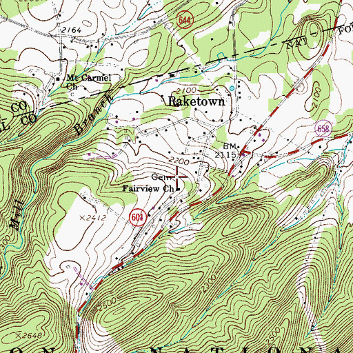 Topographic Map of Fairview Cemetery, VA
