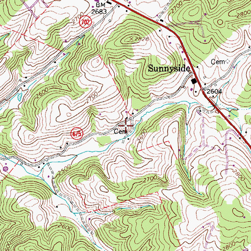 Topographic Map of Fielden Worrell Cemetery, VA