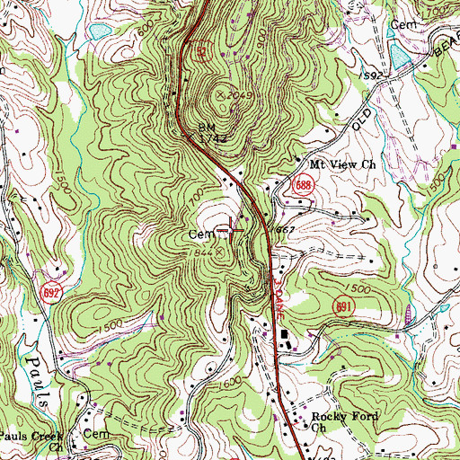 Topographic Map of Floyd Edwards Cemetery, VA