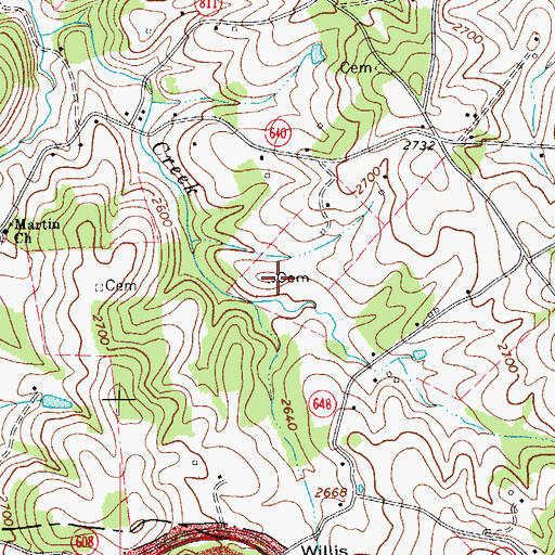 Topographic Map of Flurnoy Cloud Cemetery, VA