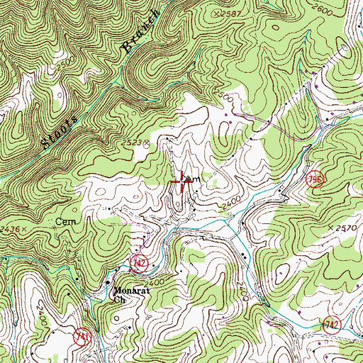 Topographic Map of Frazier Cemetery, VA