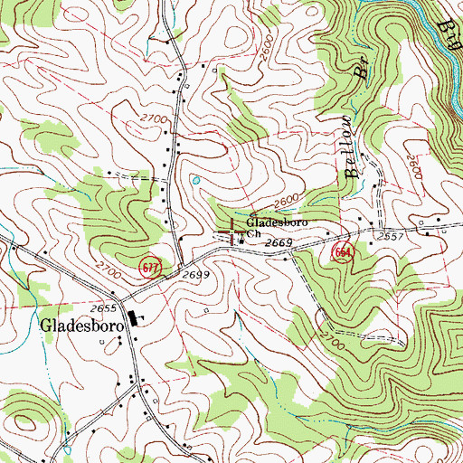 Topographic Map of Gladesboro Cemetery, VA