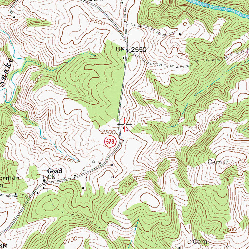 Topographic Map of Goad School (historical), VA