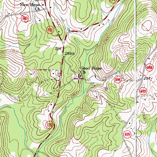 Topographic Map of Good Hope School (historical), VA