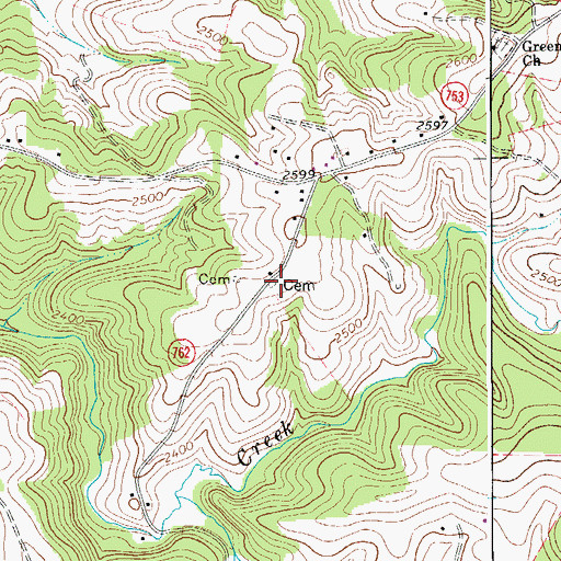 Topographic Map of Green B Mabry Cemetery, VA