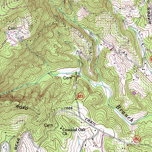 Topographic Map of Guynn Cemetery, VA
