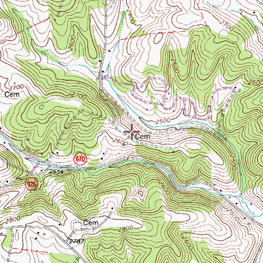 Topographic Map of Hardy-Jenkins Cemetery, VA