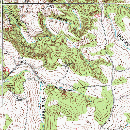Topographic Map of Hattie Marshall Cemetery, VA