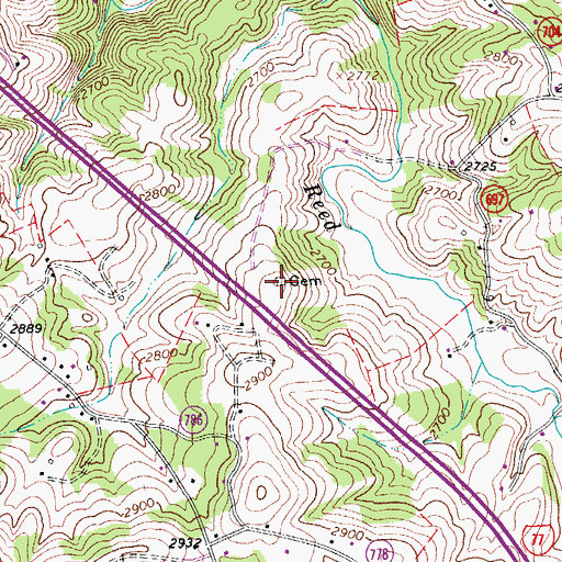 Topographic Map of Hill Cemetery, VA