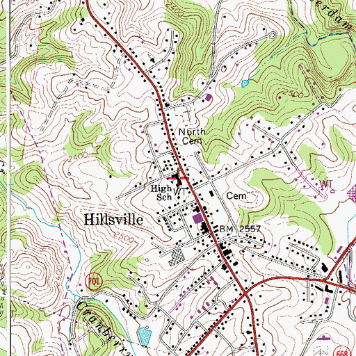 Topographic Map of Carroll County Intermediate School, VA