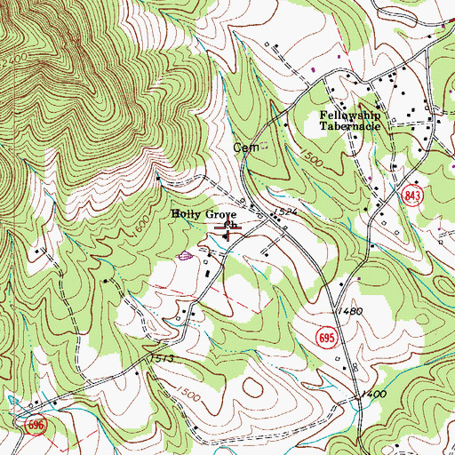 Topographic Map of Holly Grove School (historical), VA