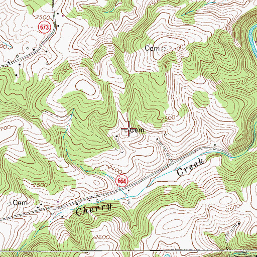 Topographic Map of Horton Cemetery, VA
