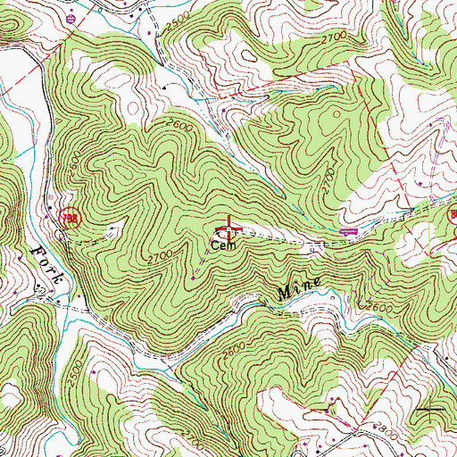 Topographic Map of Horton Cemetery, VA