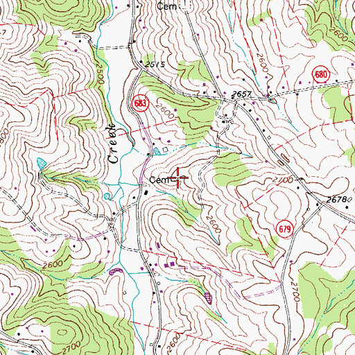 Topographic Map of Horton Cemetery, VA