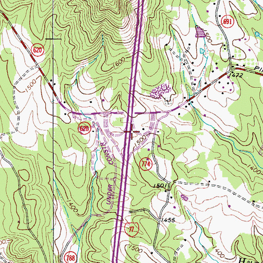 Topographic Map of Interchange 1, VA